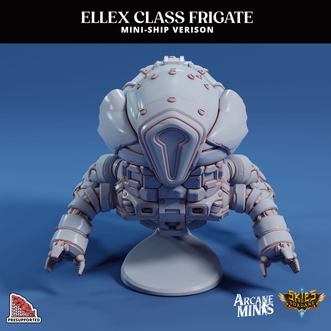 3D Printed Sordane Publishing Arcane Minis Mini Ship - Ellex Frigate 28 32mm D&D - 3D Printing Boss 