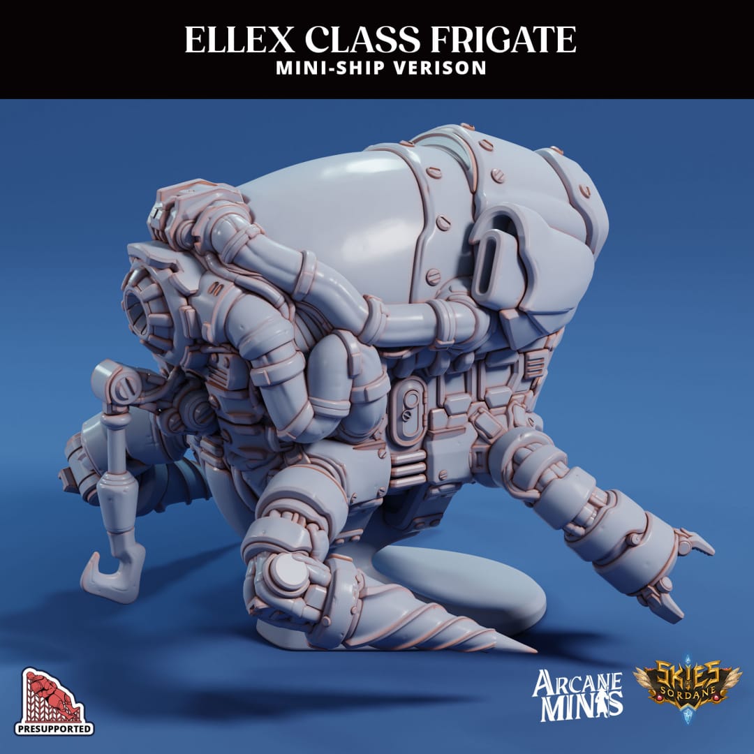 3D Printed Sordane Publishing Arcane Minis Mini Ship - Ellex Frigate 28 32mm D&D - 3D Printing Boss 
