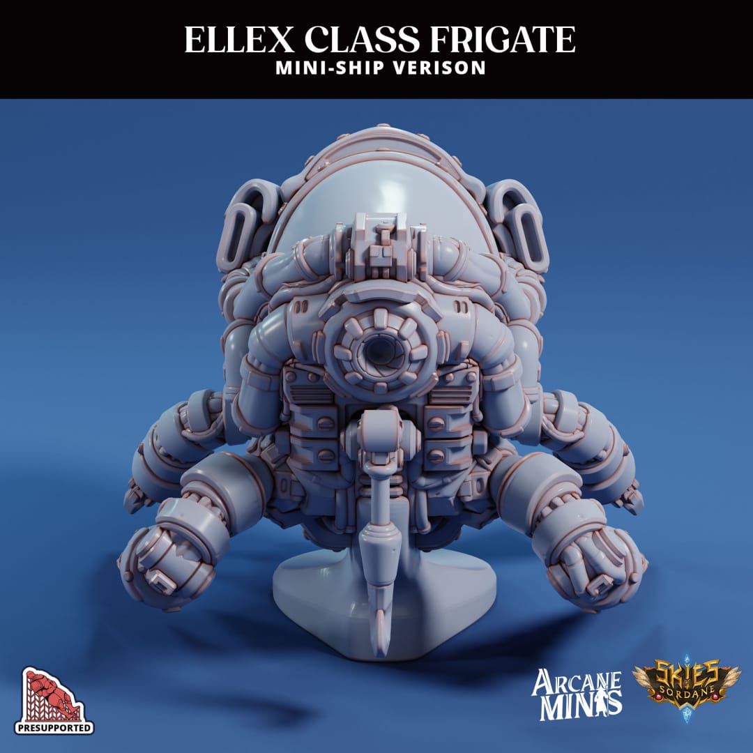 3D Printed Sordane Publishing Arcane Minis Mini Ship - Ellex Frigate 28 32mm D&D - 3D Printing Boss 