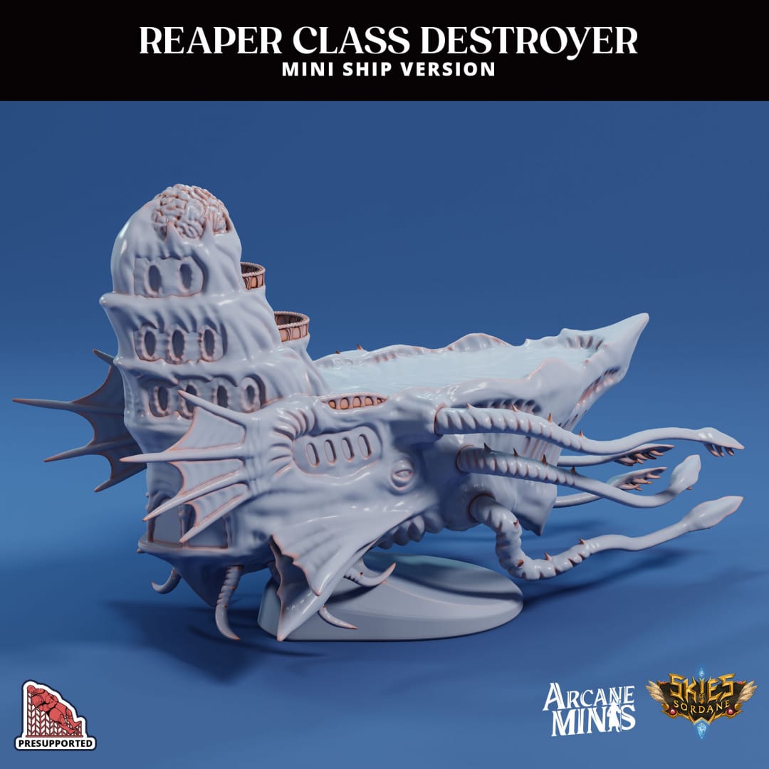3D Printed Sordane Publishing Arcane Minis Mini Ship - Hivemind Reaper 28 32mm D&D - 3D Printing Boss 