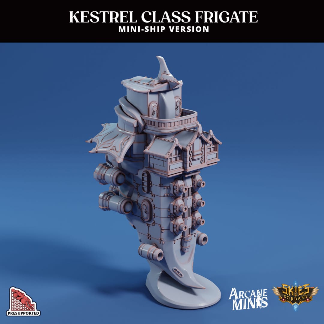 3D Printed Sordane Publishing Arcane Minis Mini Ship - Kestrel Frigate - 3D Printing Boss 