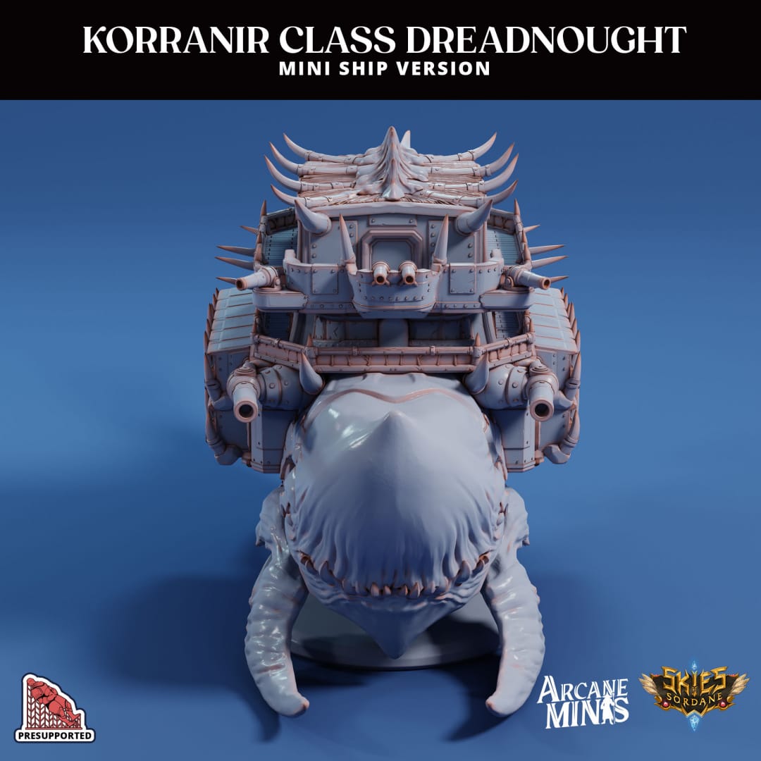 3D Printed Sordane Publishing Arcane Minis Mini Ship - Korranir Class Dreadnought 28 32mm D&D - 3D Printing Boss 
