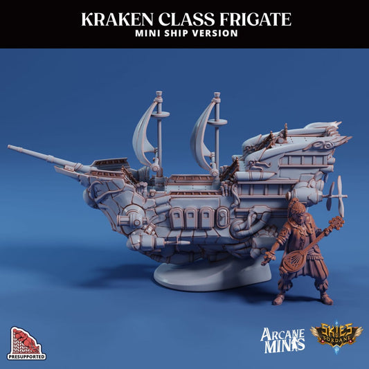 3D Printed Sordane Publishing Arcane Minis Mini Ship - Kraken Frigate 28 32mm D&D - 3D Printing Boss 