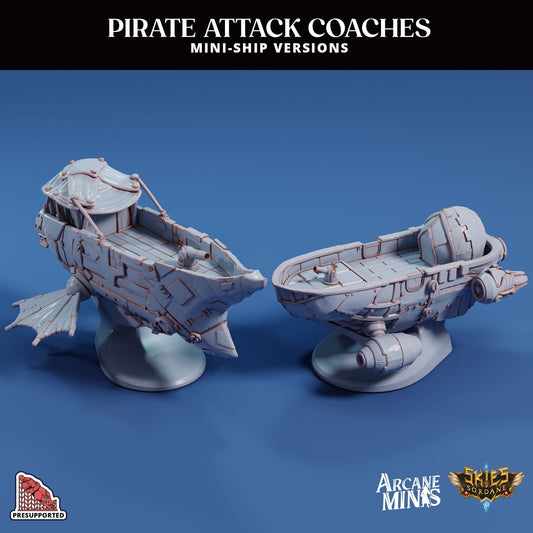 3D Printed Sordane Publishing Arcane Minis Mini Ship - Pirate Attack Coaches Set 28 32mm D&D - 3D Printing Boss 