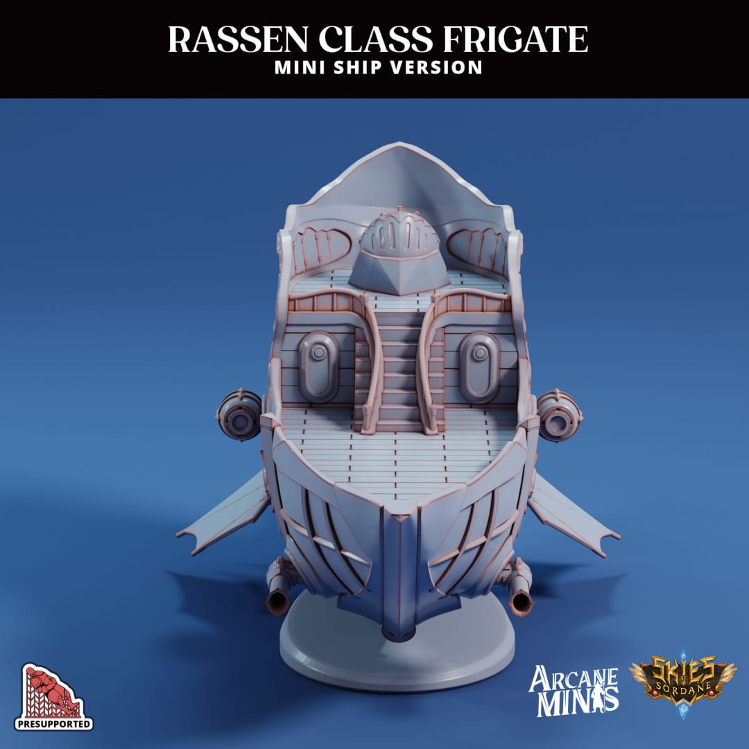 3D Printed Sordane Publishing Arcane Minis Mini Ship - Rassen Assault Frigate 28 32mm D&D - 3D Printing Boss 