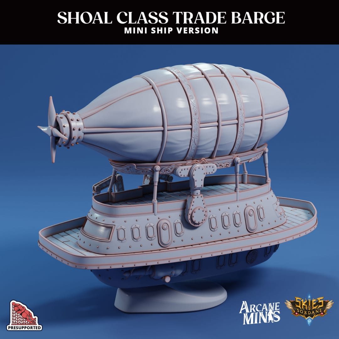 3D Printed Sordane Publishing Arcane Minis Mini Ship - Shoal Trade Barge 28 32mm D&D - 3D Printing Boss 