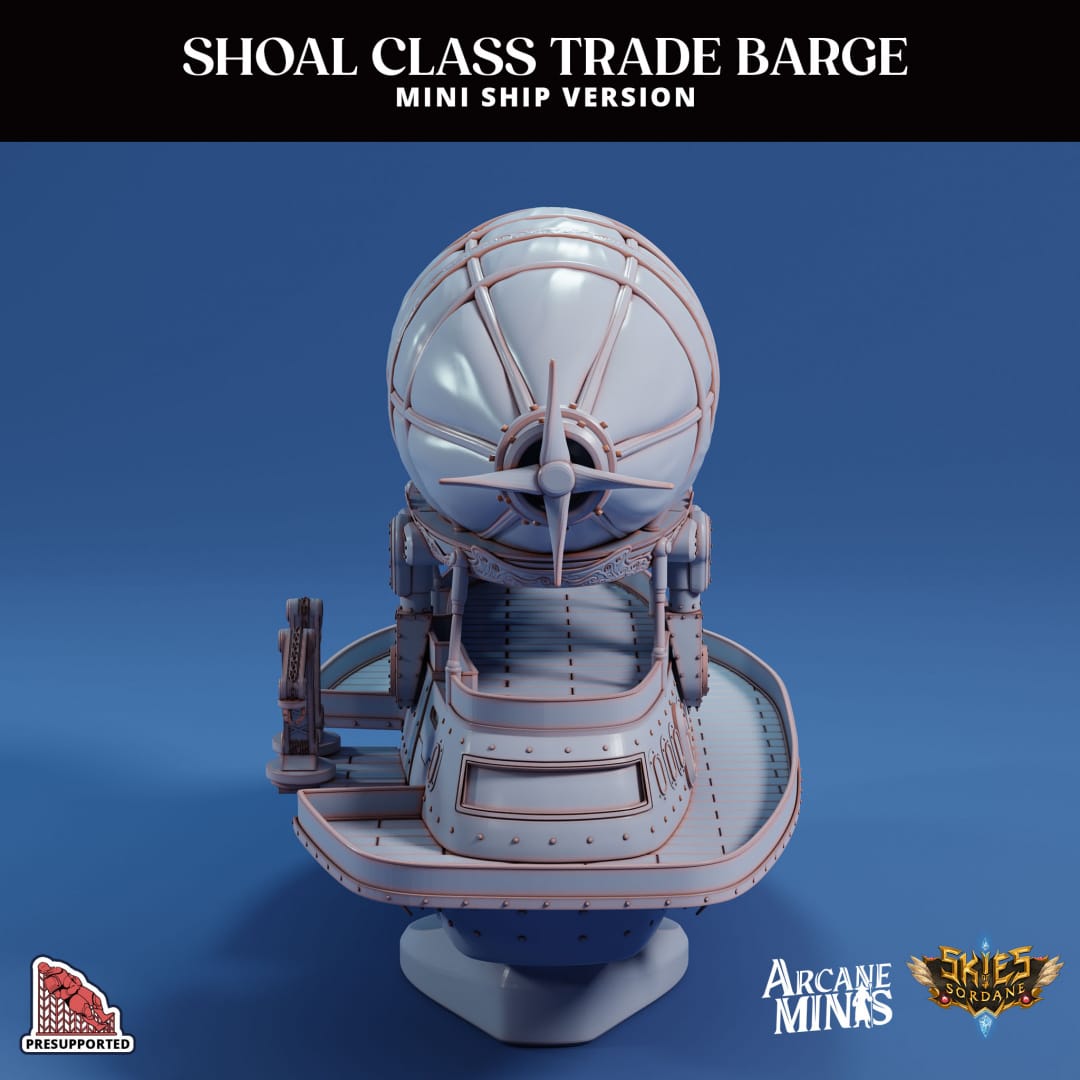 3D Printed Sordane Publishing Arcane Minis Mini Ship - Shoal Trade Barge 28 32mm D&D - 3D Printing Boss 