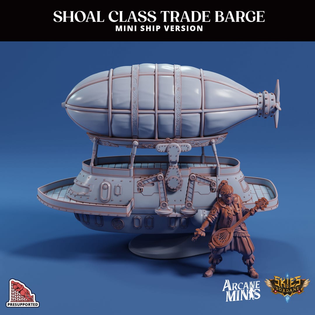 3D Printed Sordane Publishing Arcane Minis Mini Ship - Shoal Trade Barge 28 32mm D&D - 3D Printing Boss 
