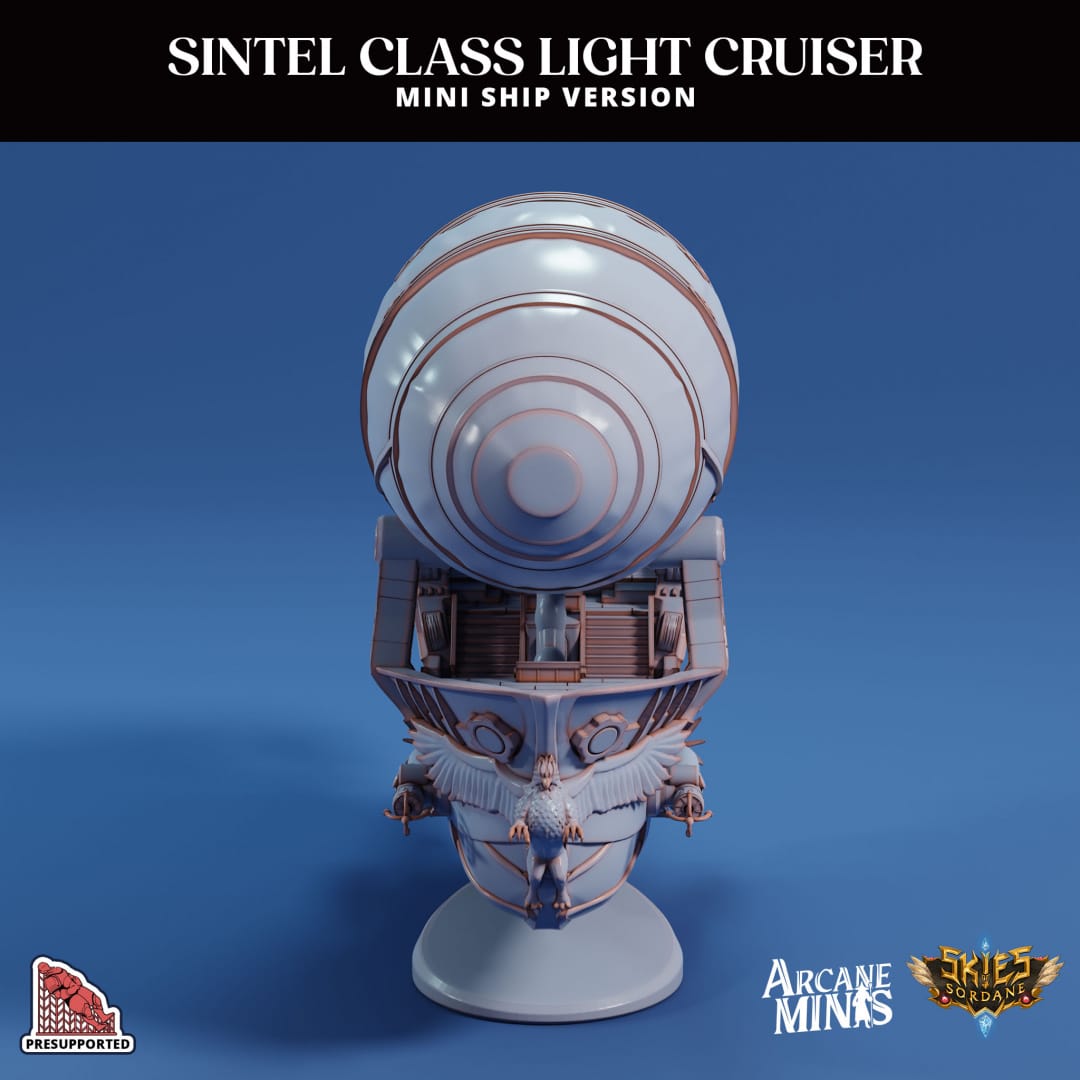 3D Printed Sordane Publishing Arcane Minis Mini Ships Mini Ship - Sintel Light Cruiser 28 32mm D&D - 3D Printing Boss 