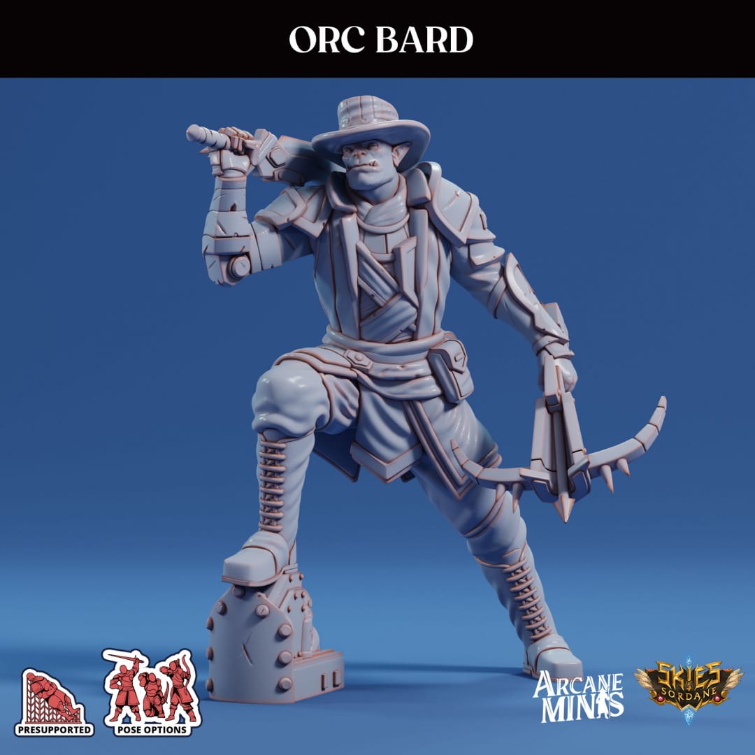 3D Printed Sordane Publishing Arcane Minis Orc Bard Scrapper Pirates Set 28 32mm D&D - 3D Printing Boss 