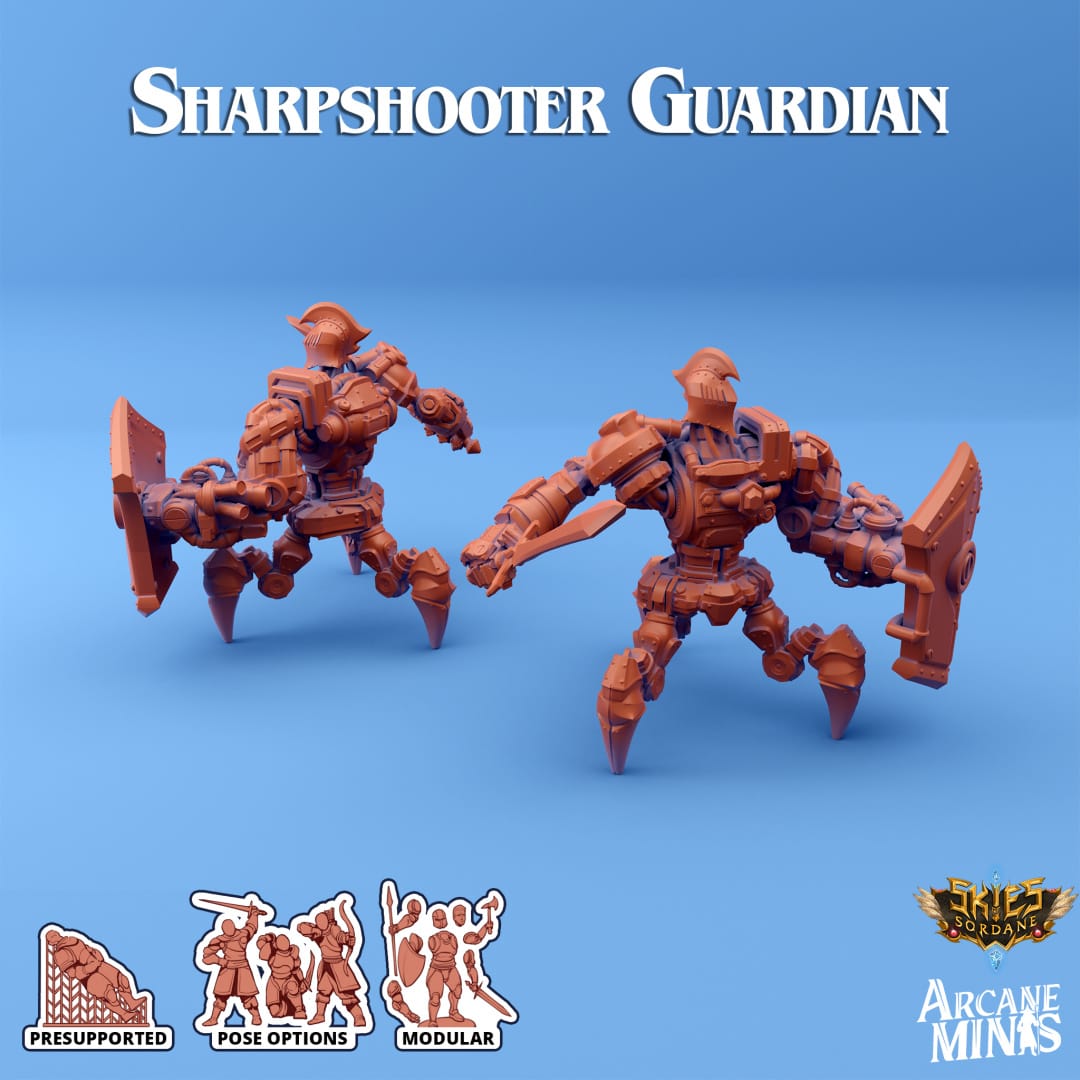 3D Printed Sordane Publishing Arcane Minis Shard Guardians Sharpshooter Set Shard Guardian Set 28 32mm D&D - 3D Printing Boss 