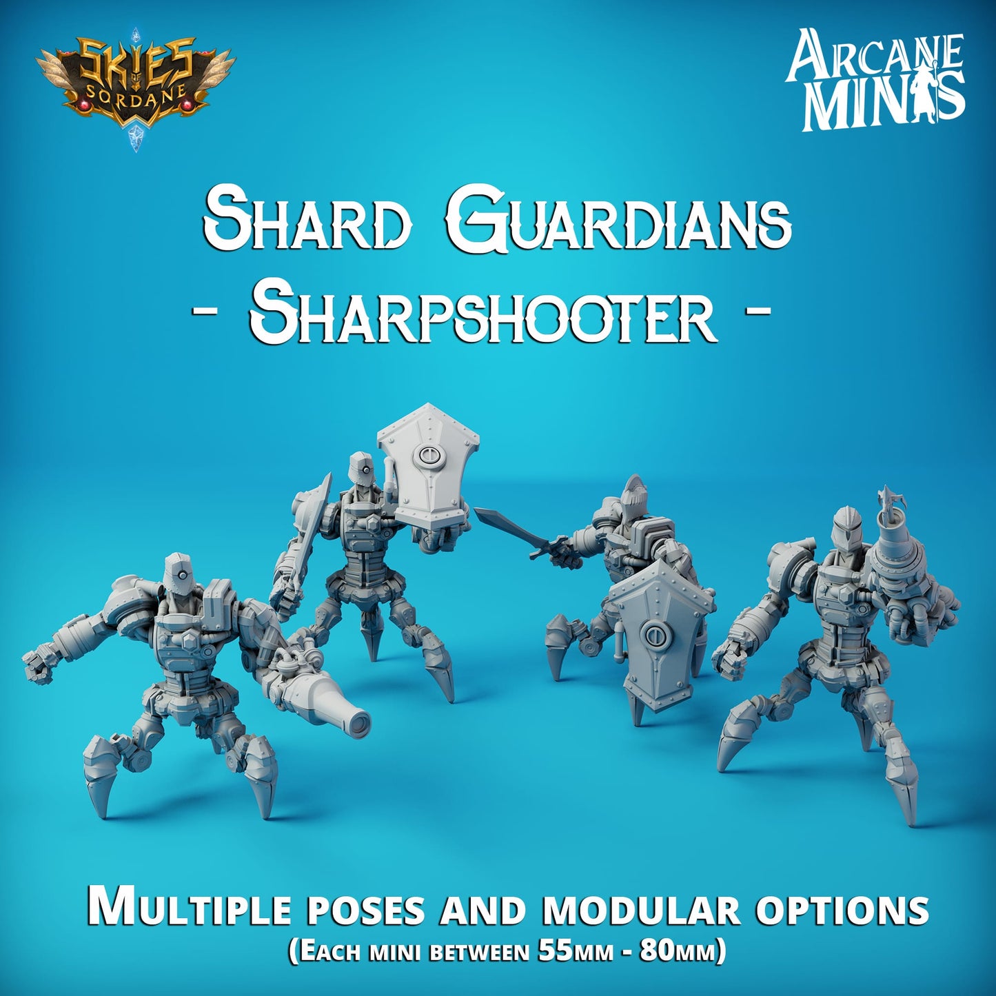 3D Printed Sordane Publishing Arcane Minis Shard Guardians Sharpshooter Set Shard Guardian Set 28 32mm D&D - 3D Printing Boss 