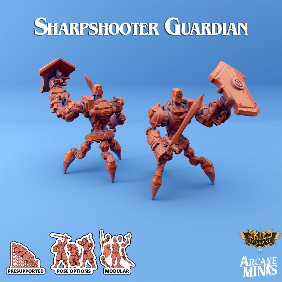 3D Printed Sordane Publishing Arcane Minis Shard Guardians Sharpshooter Set Shard Guardian Set 28 32mm D&D - 3D Printing Boss 