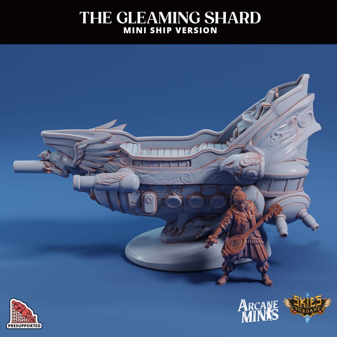 3D Printed Sordane Publishing Arcane Minis The Gleaming Shard Mini Ship 28 32mm D&D - 3D Printing Boss 