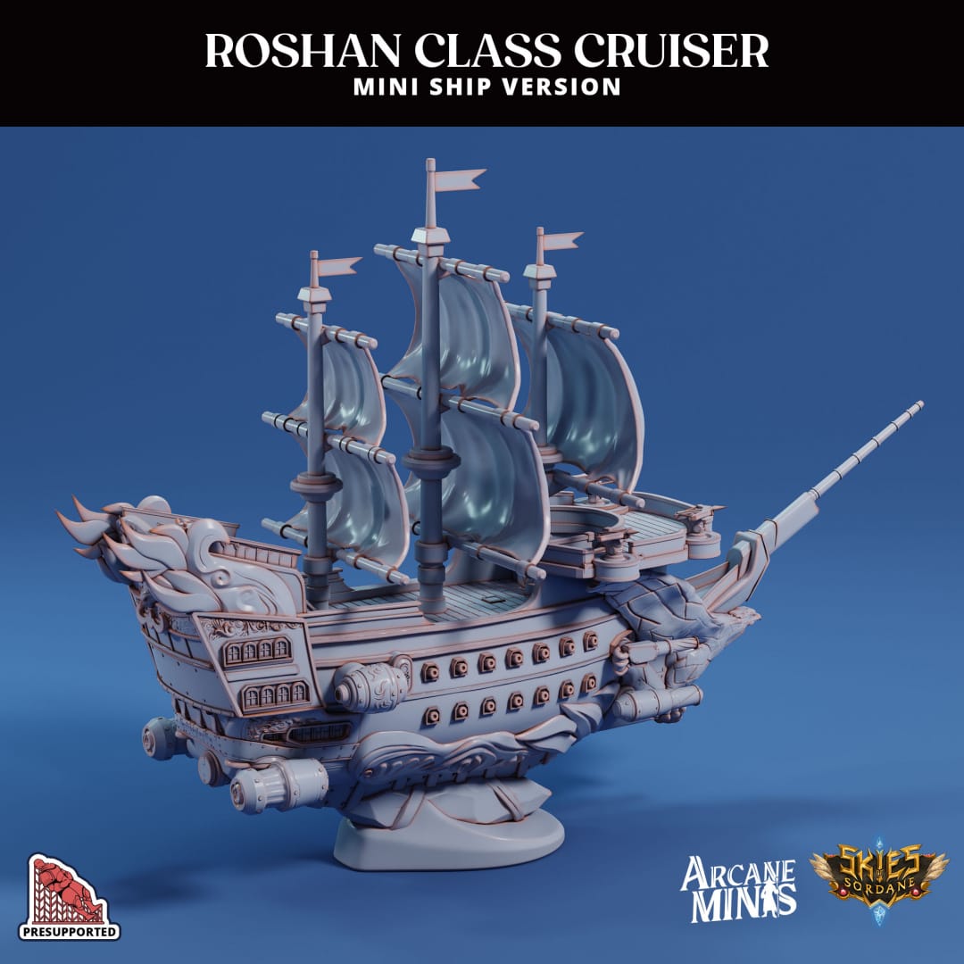 3D Printed Sordane Publishing Arcane Minis The Roshan Cruiser Mini Ships 28 32mm D&D - 3D Printing Boss 