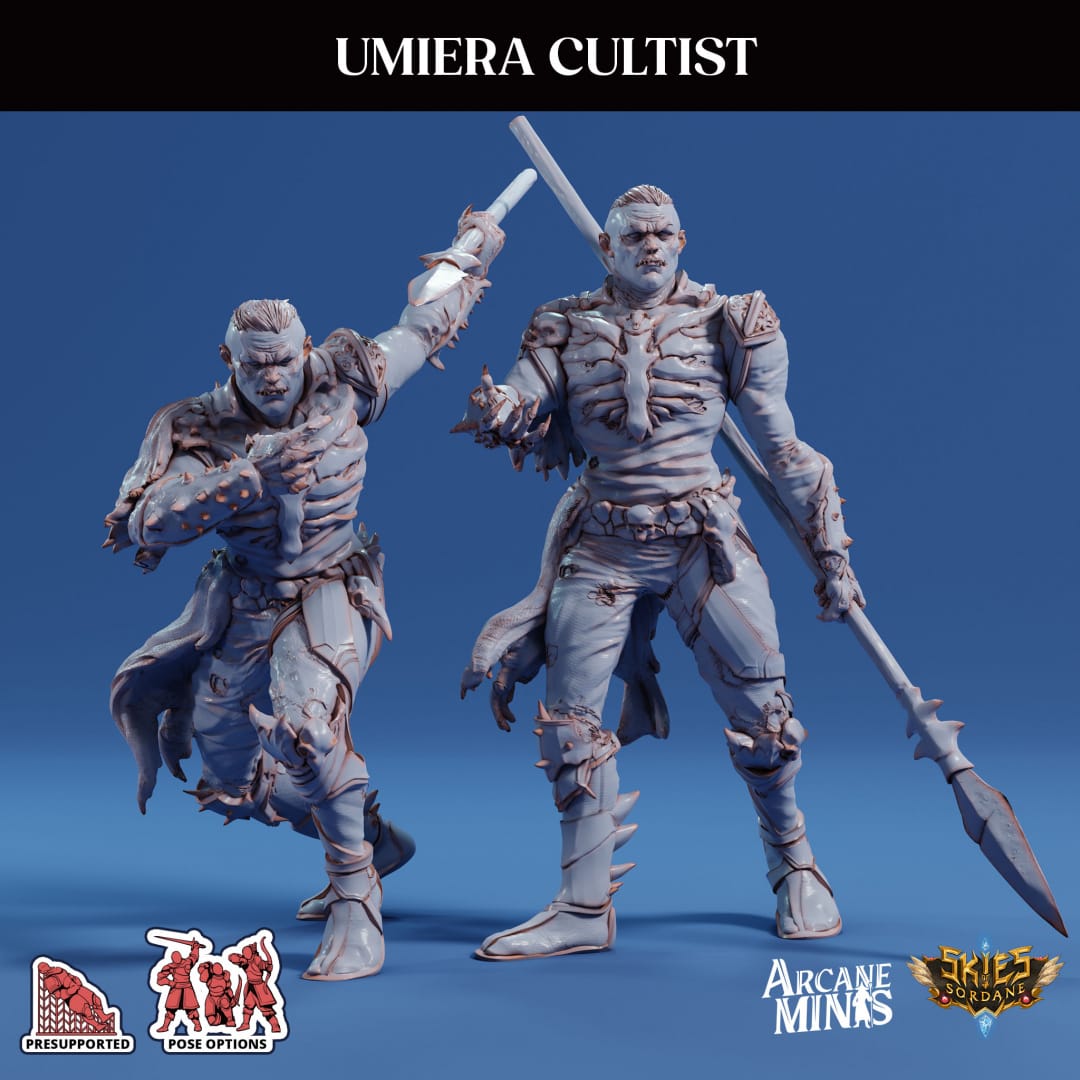 3D Printed Sordane Publishing Arcane Minis Umiera Cultist 2 Cult of Umiera 28 32mm D&D - 3D Printing Boss 