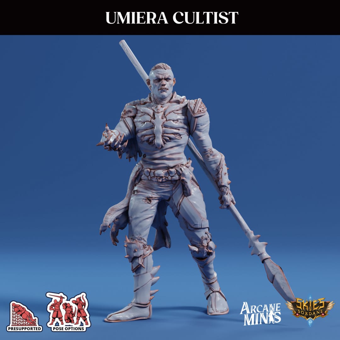 3D Printed Sordane Publishing Arcane Minis Umiera Cultist 2 Cult of Umiera 28 32mm D&D - 3D Printing Boss 