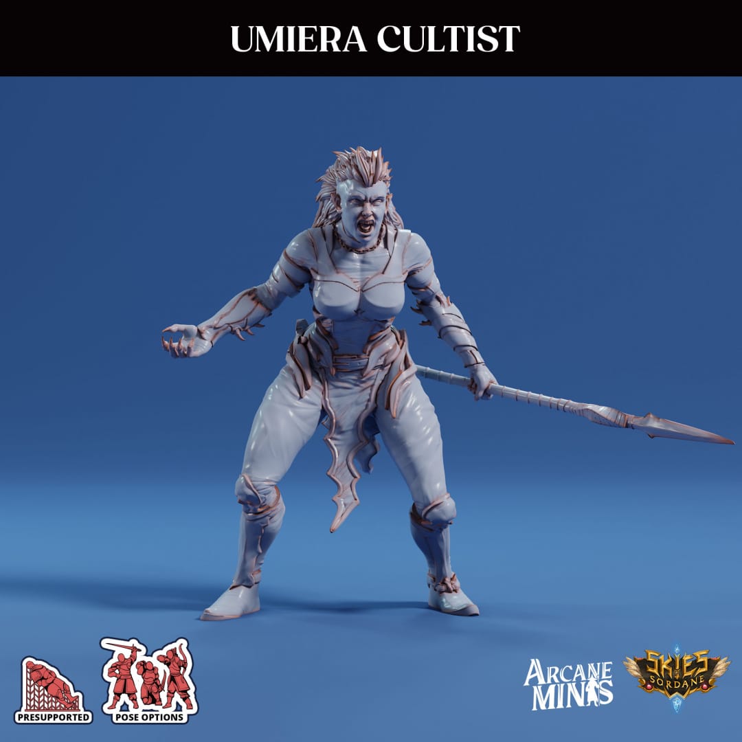 3D Printed Sordane Publishing Arcane Minis Umiera Cultist 3 Cult of Umiera 28 32mm D&D - 3D Printing Boss 