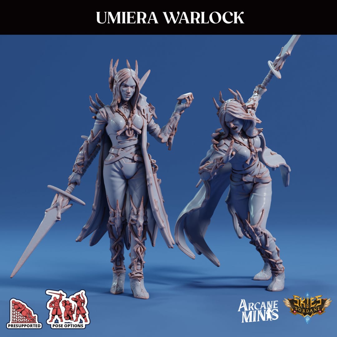 3D Printed Sordane Publishing Arcane Minis Umiera Female Warlock Cult of Umiera 28 32mm D&D - 3D Printing Boss 