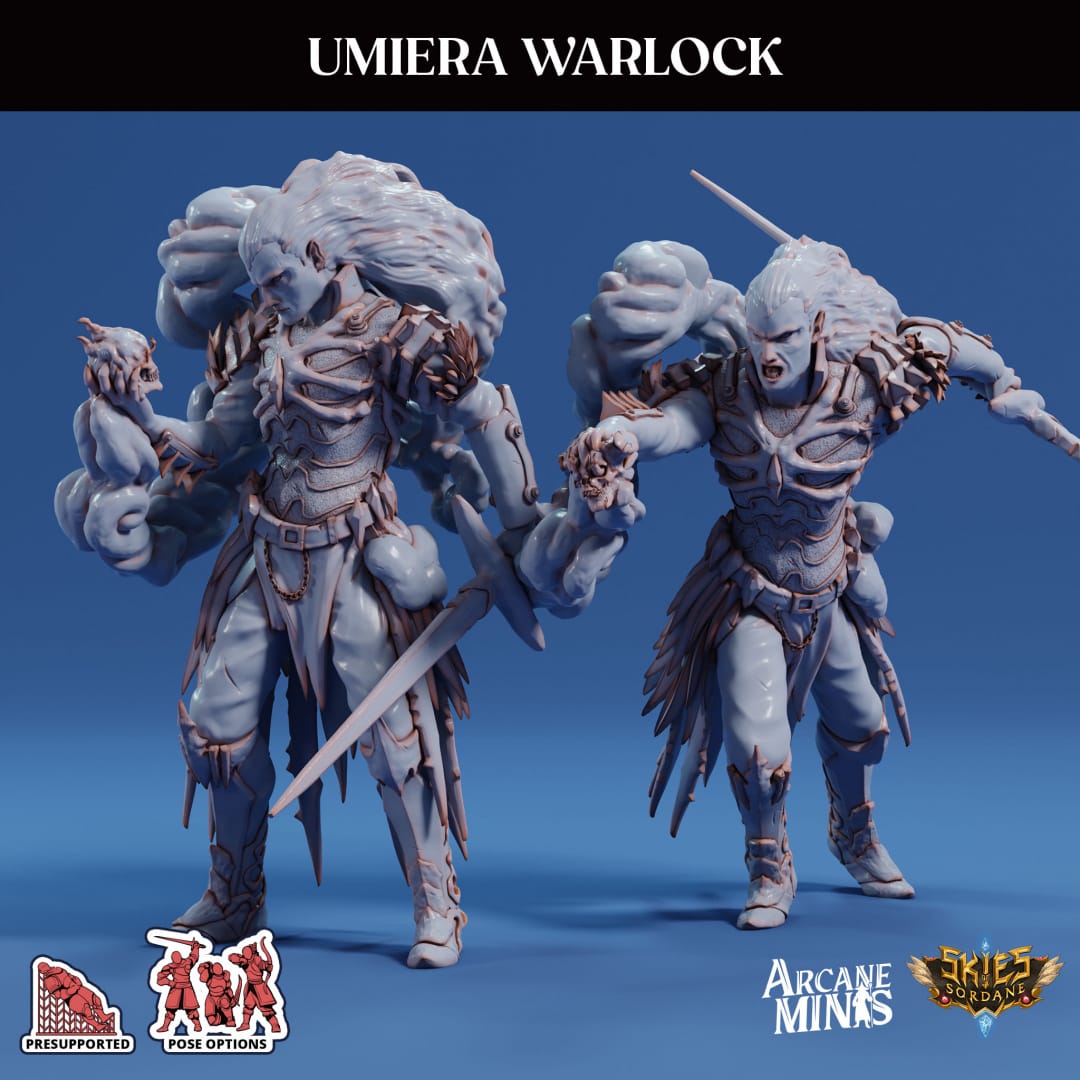 3D Printed Sordane Publishing Arcane Minis Umiera Male Warlock Cult of Umiera28 32mm D&D - 3D Printing Boss 