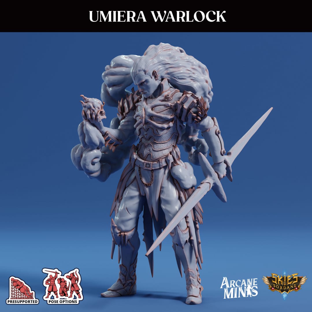 3D Printed Sordane Publishing Arcane Minis Umiera Male Warlock Cult of Umiera28 32mm D&D - 3D Printing Boss 