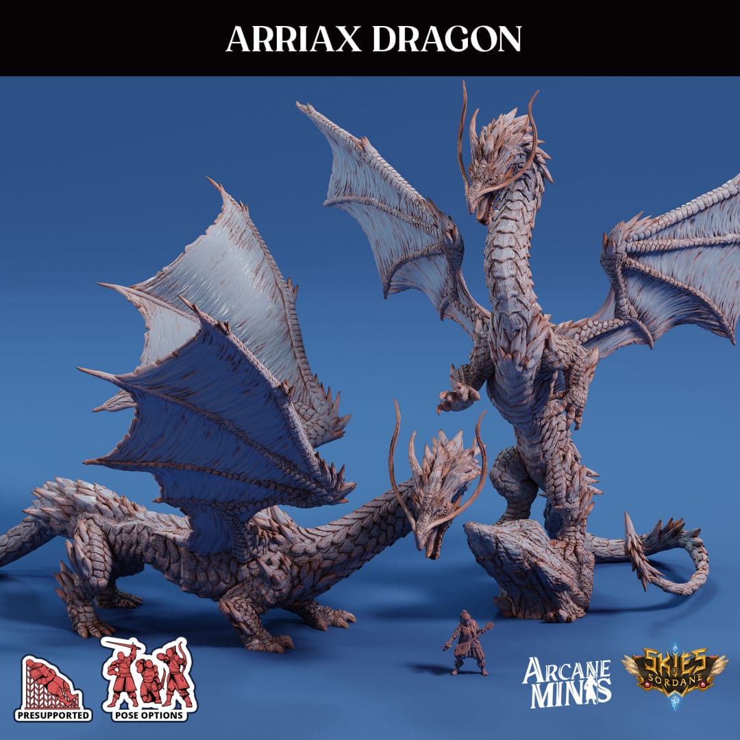 3D Printed Sordane Publishing Arriax Dragon Mighty Skies A Sordane Stories Set 28 32mm D&D - 3D Printing Boss 