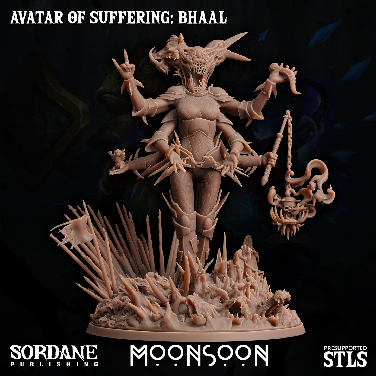 3D Printed Sordane Publishing Avatar of Suffering Bhaal Moonsoon 28 32mm D&D - 3D Printing Boss 