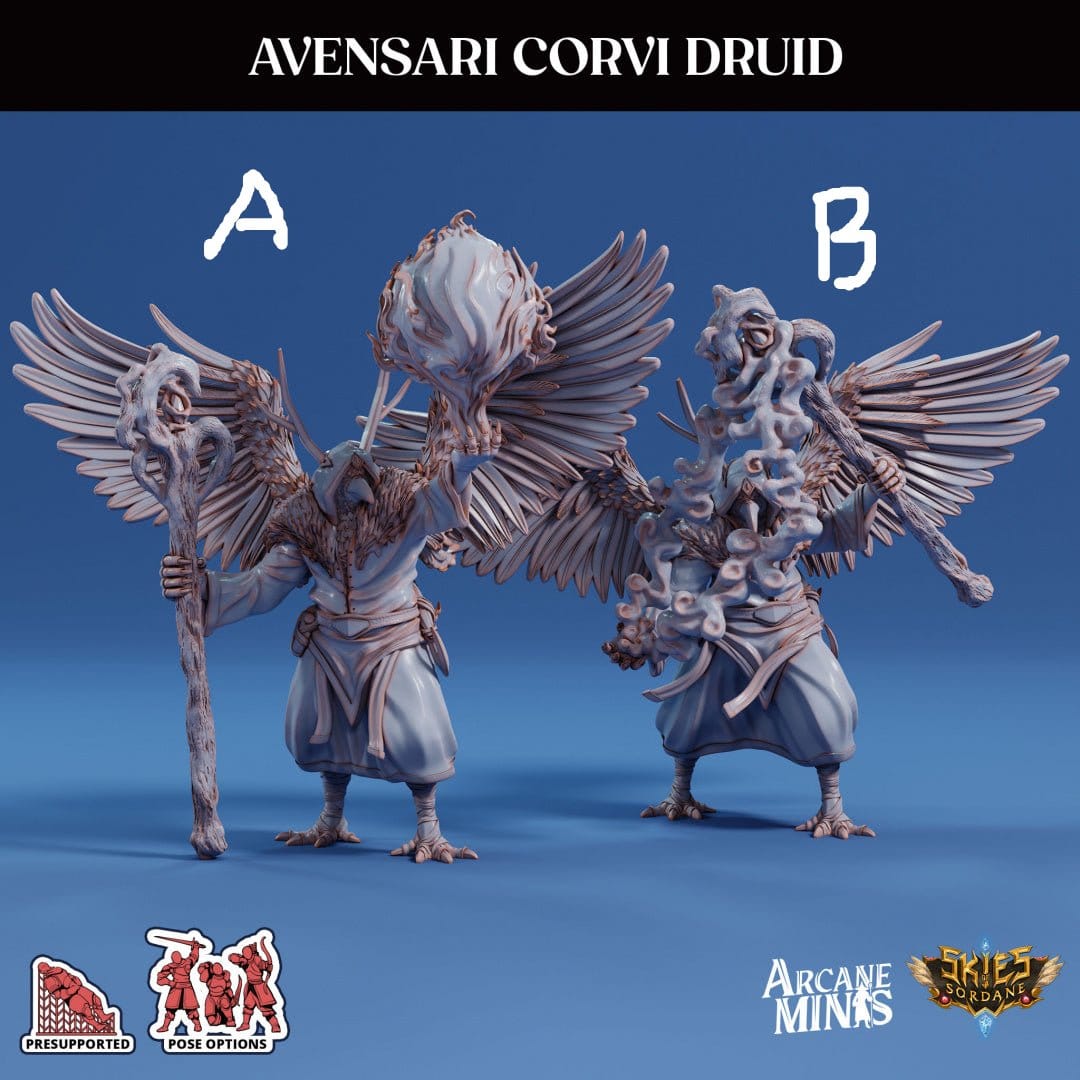 3D Printed Sordane Publishing Avensari Corvi Druid Mighty Skies A Sordane Stories Set 28 32mm D&D - 3D Printing Boss 