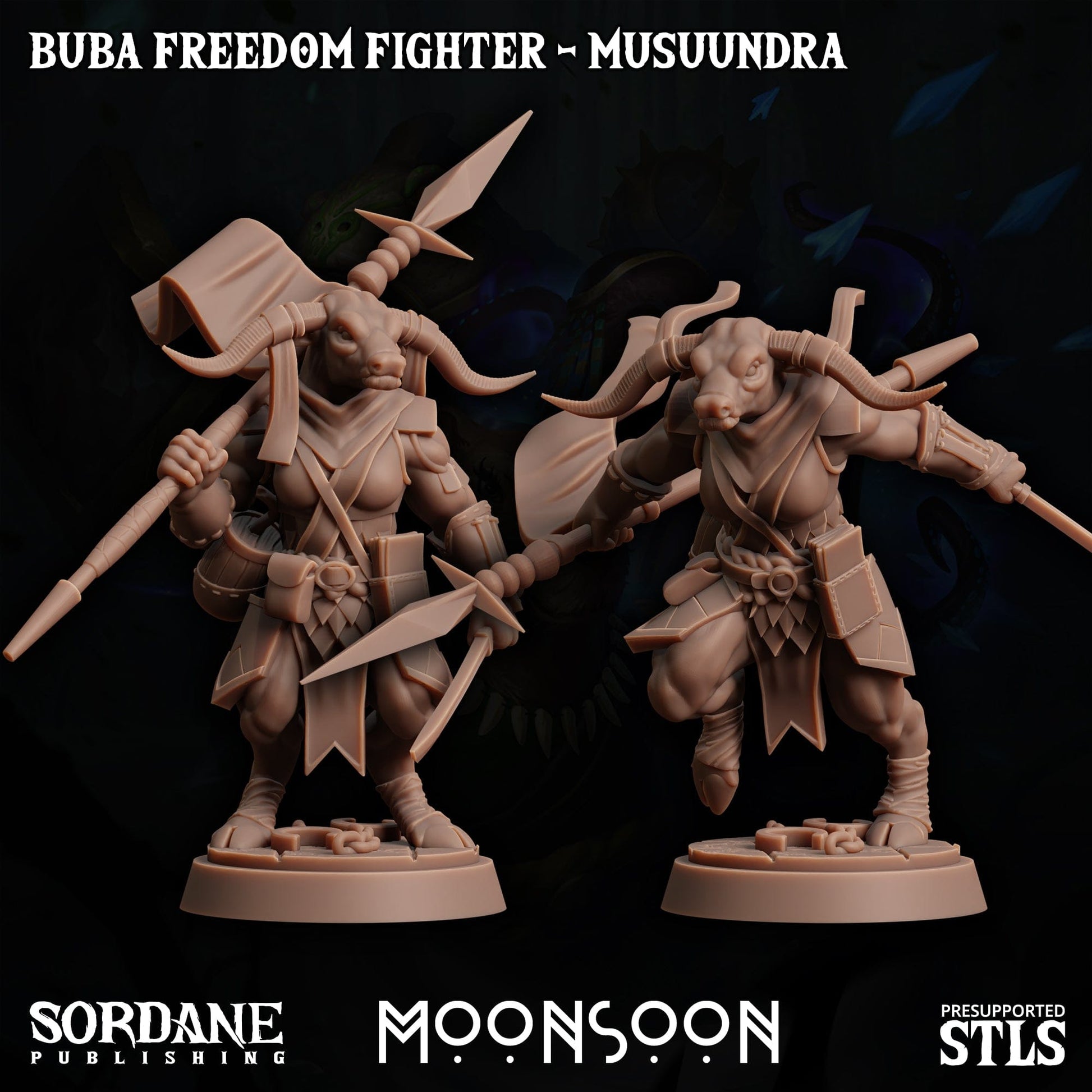 3D Printed Sordane Publishing Buba Freedom Fighter Musuundra Moonsoon 28 32mm D&D - 3D Printing Boss 