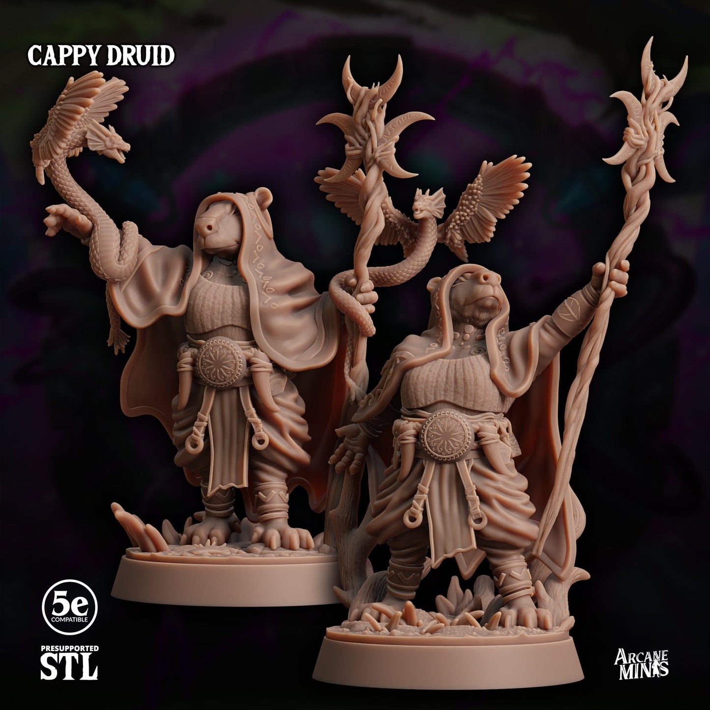 3D Printed Sordane Publishing Cappy Druid Moonsoon 28 32mm D&D - 3D Printing Boss 