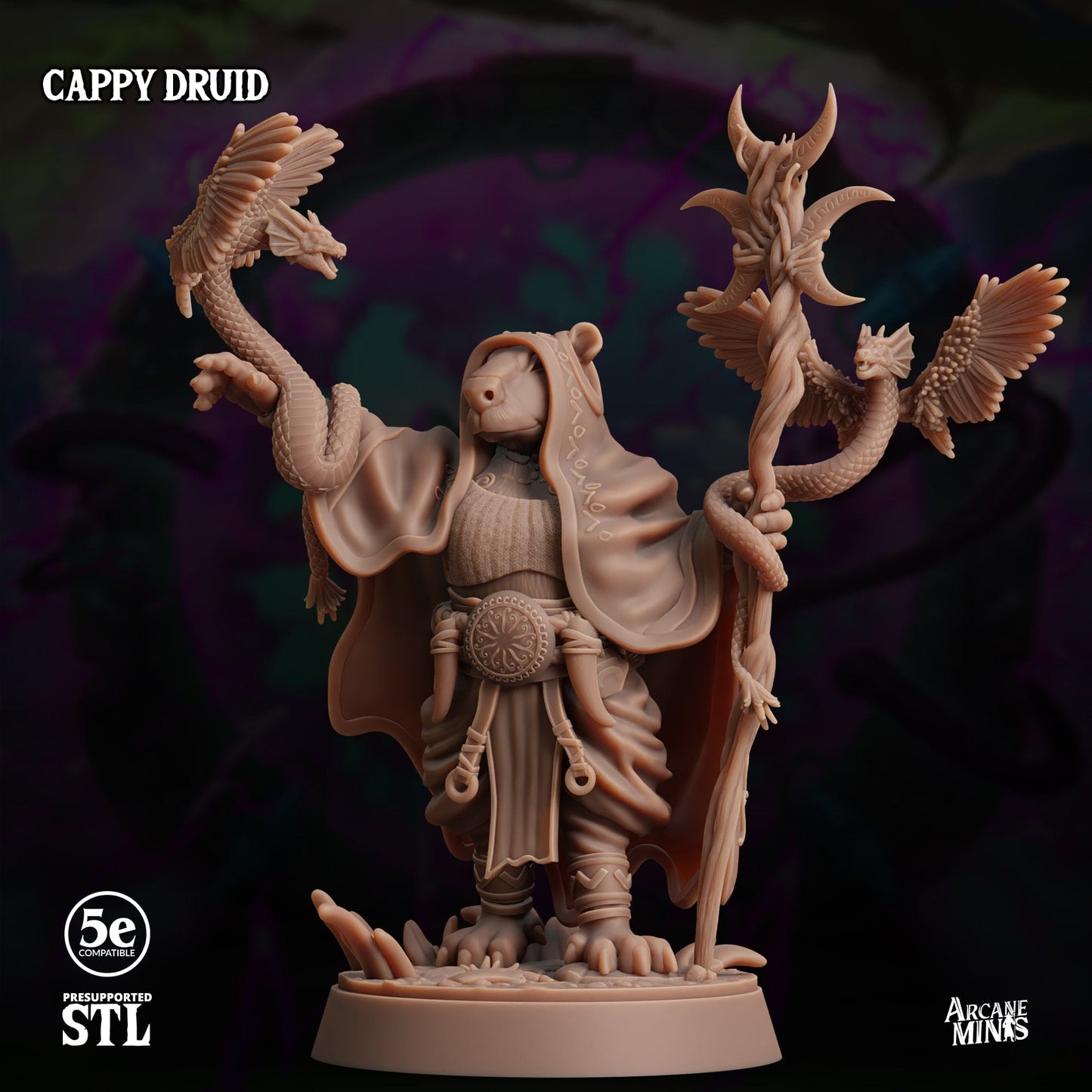 3D Printed Sordane Publishing Cappy Druid Moonsoon 28 32mm D&D - 3D Printing Boss 