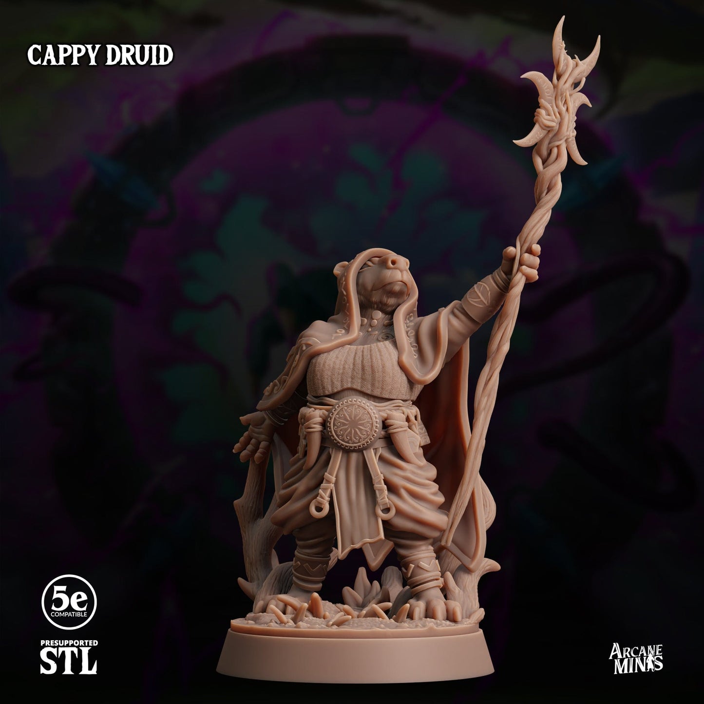3D Printed Sordane Publishing Cappy Druid Moonsoon 28 32mm D&D - 3D Printing Boss 