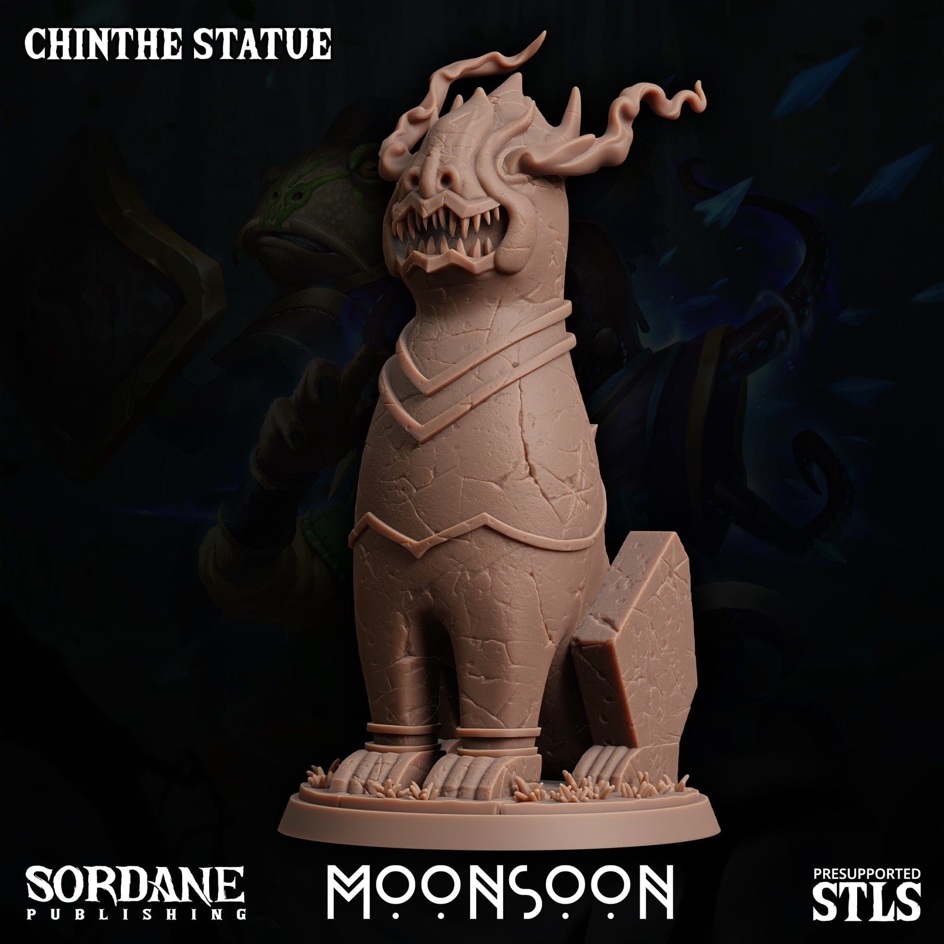 3D Printed Sordane Publishing Chinthe Statue Moonsoon 28 32mm D&D - 3D Printing Boss 