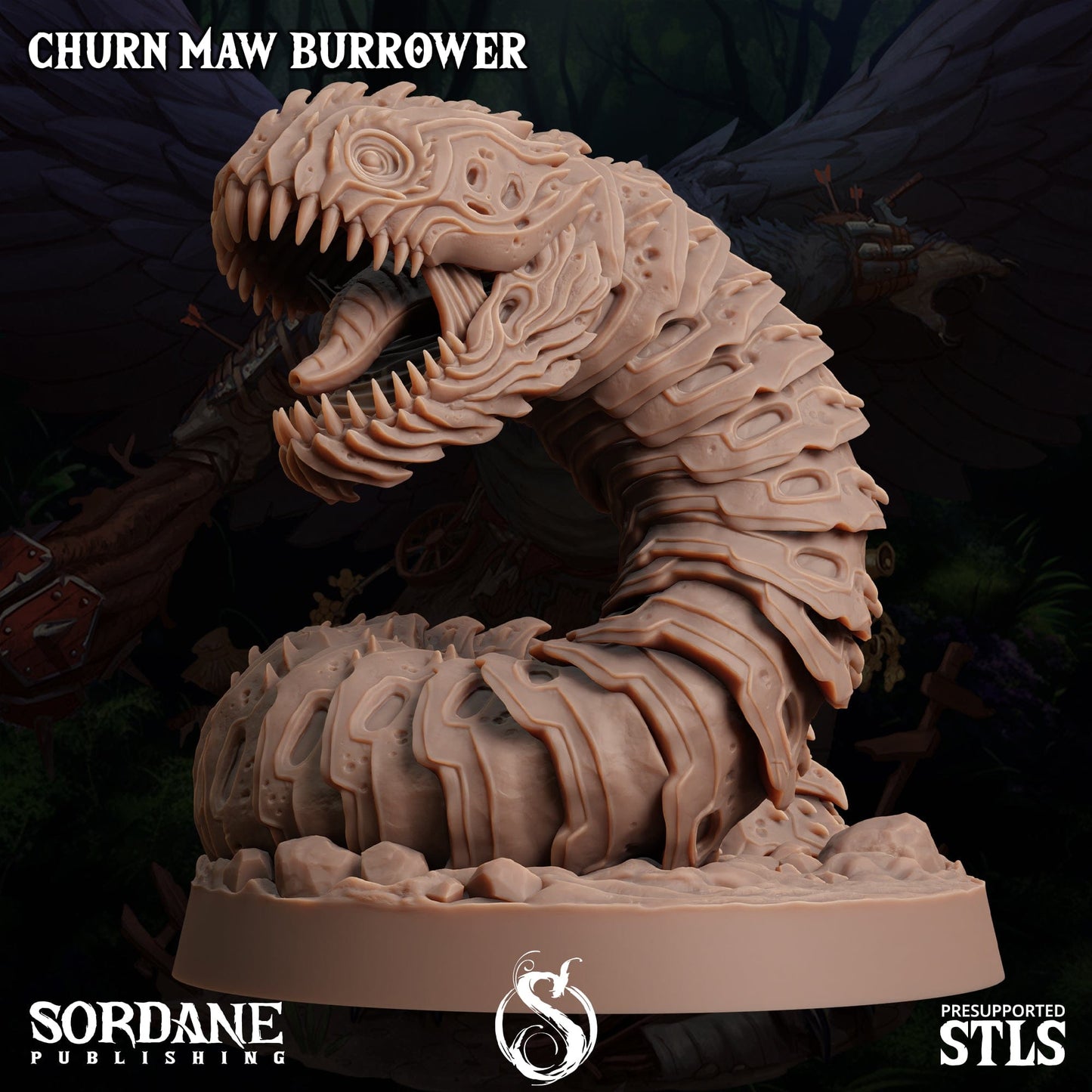 3D Printed Sordane Publishing Churn Maw Burrower Burrows Below 28 32mm D&D - 3D Printing Boss 