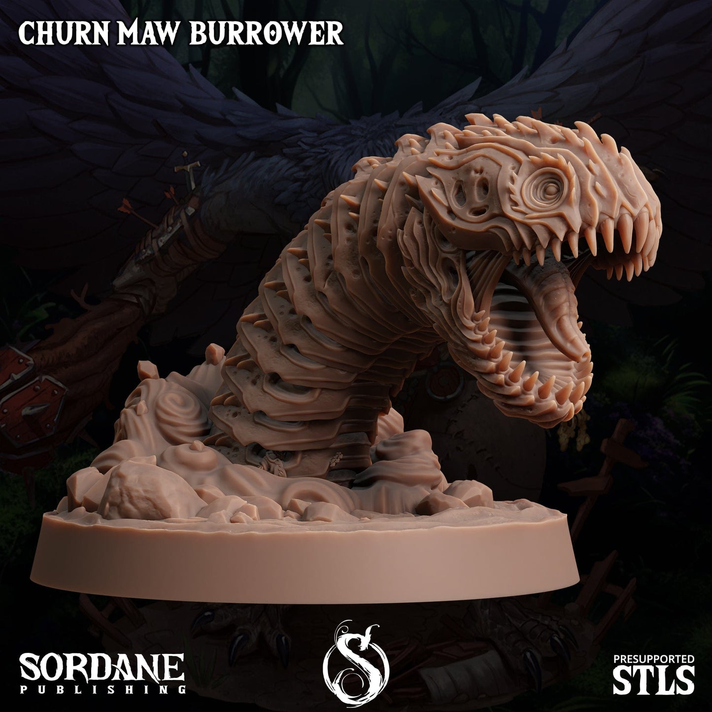 3D Printed Sordane Publishing Churn Maw Burrower Burrows Below 28 32mm D&D - 3D Printing Boss 