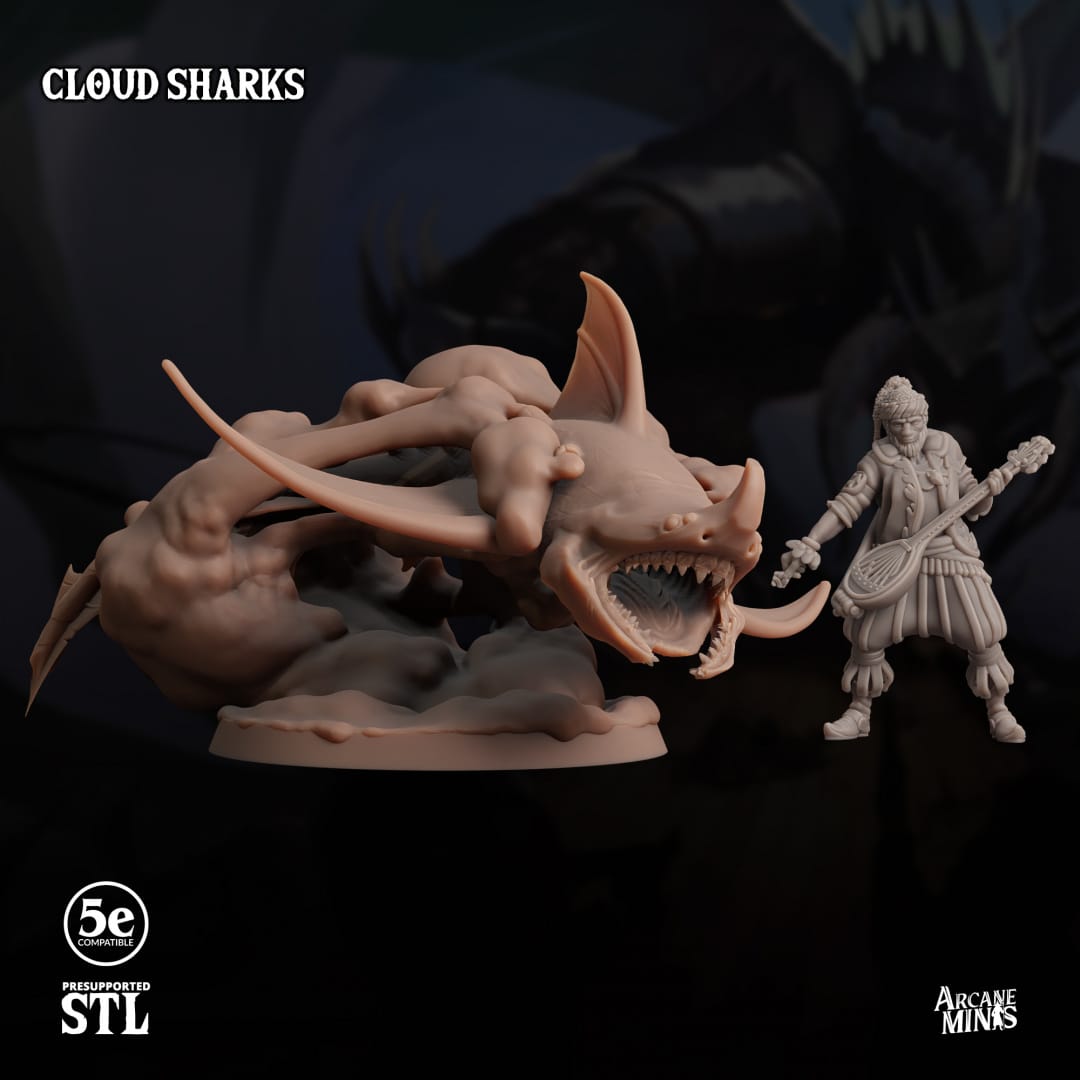 3D Printed Sordane Publishing Cloud Sharks 28 32mm D&D - 3D Printing Boss 