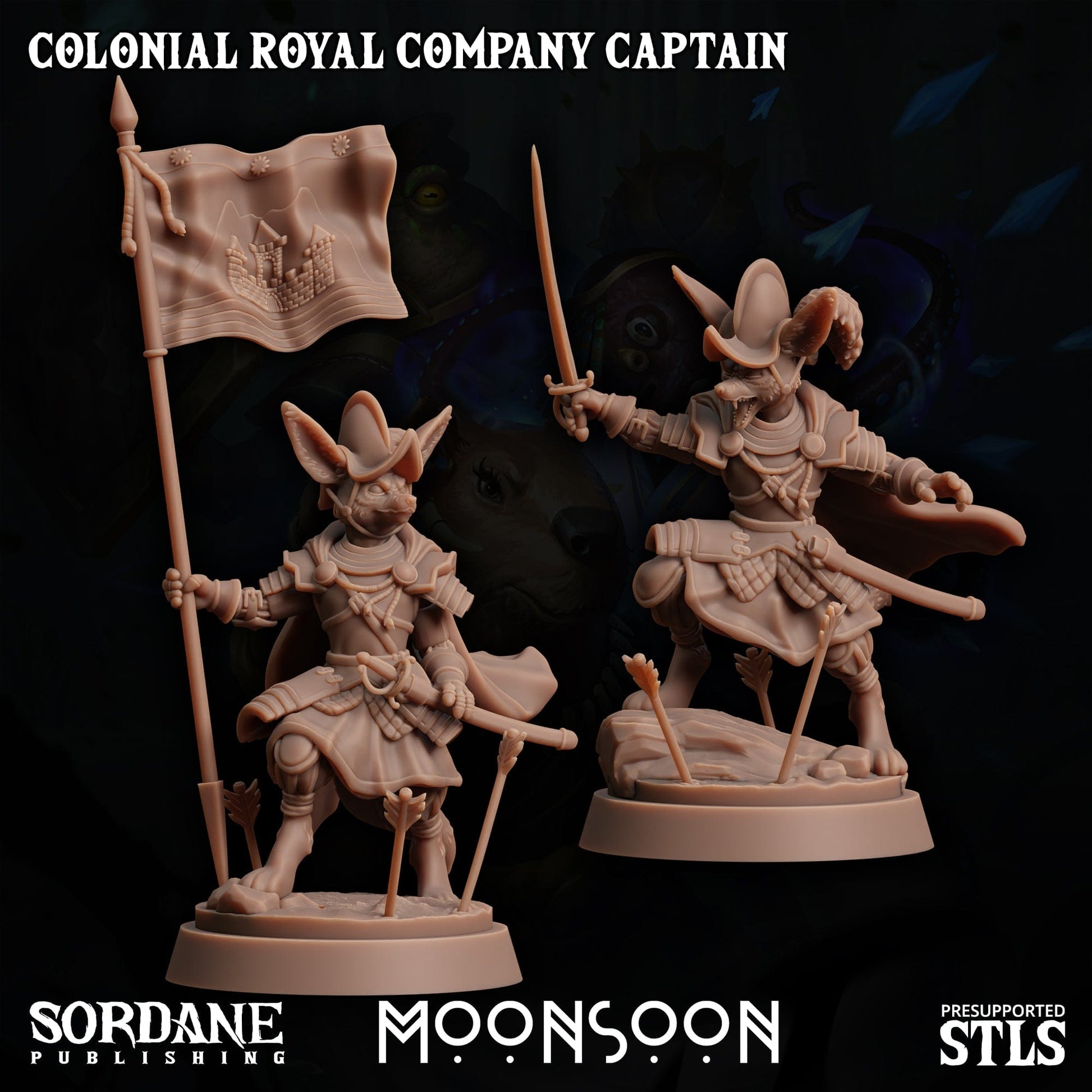 3D Printed Sordane Publishing Colonial Royal Company Captain Moonsoon 28 32mm D&D - 3D Printing Boss 