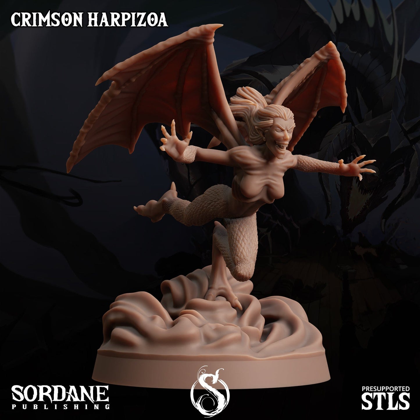 3D Printed Sordane Publishing Crimson Harpizoa 28 32mm D&D - 3D Printing Boss 