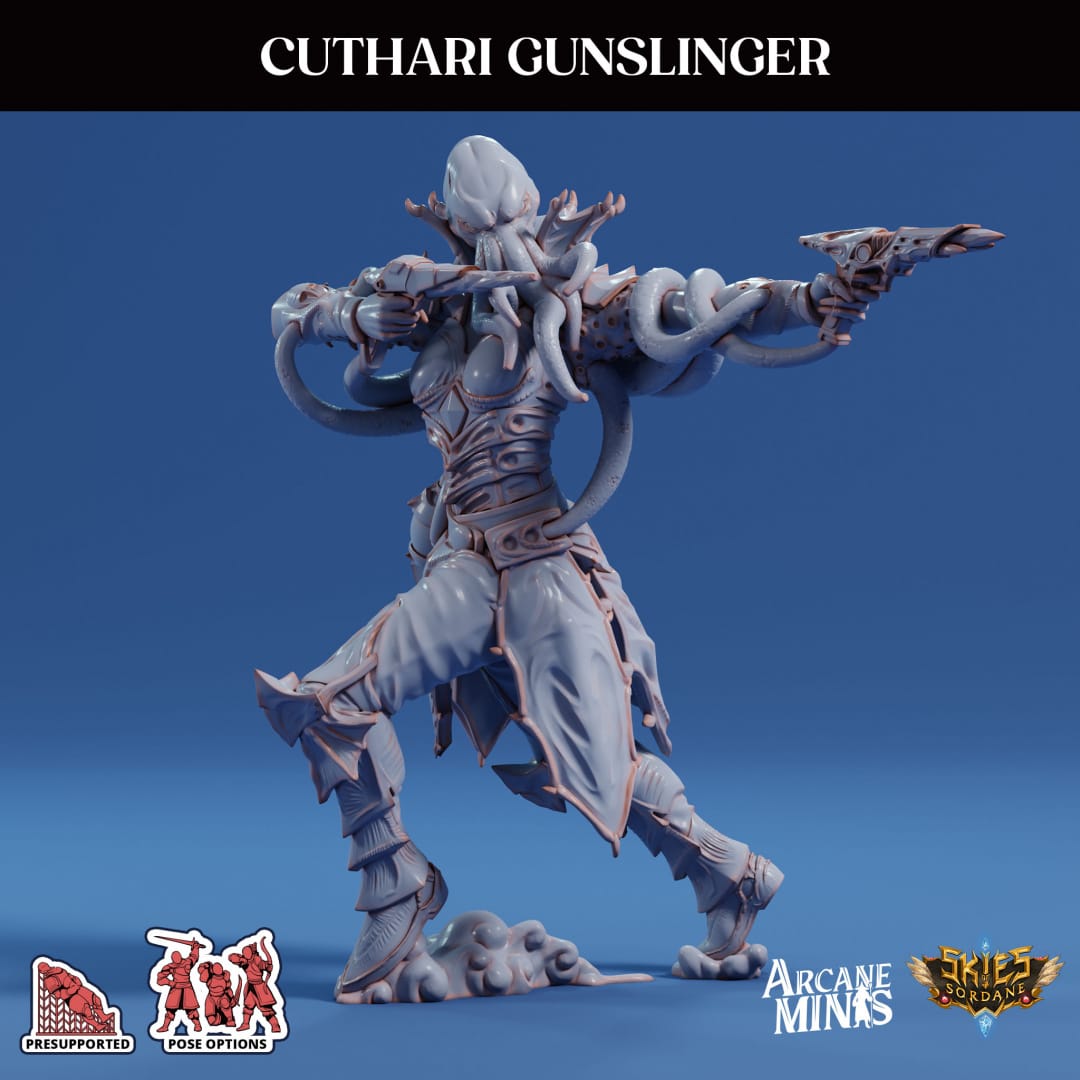 3D Printed Sordane Publishing Cuthari Gunslinger Echoes of Madness A Sordane Stories 28 32mm D&D - 3D Printing Boss 