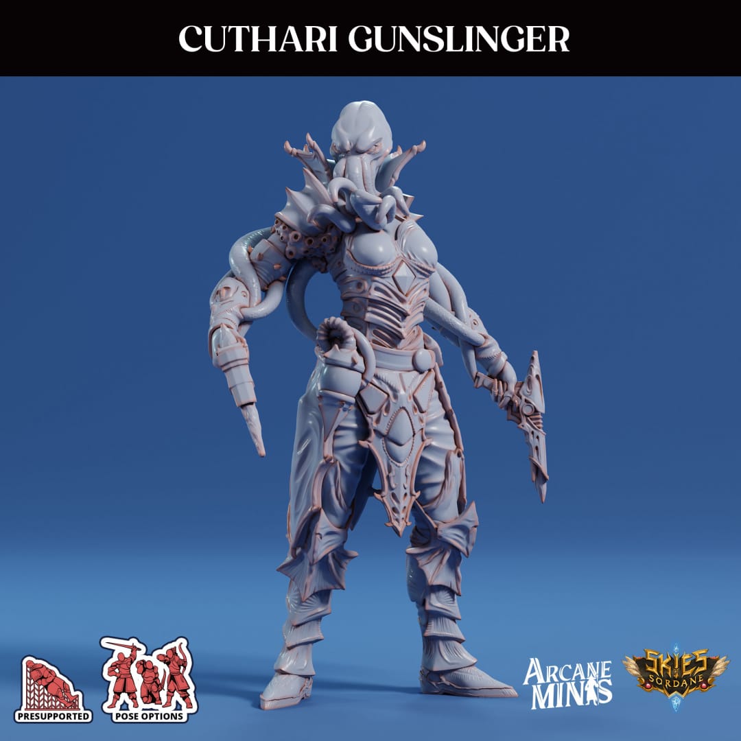 3D Printed Sordane Publishing Cuthari Gunslinger Echoes of Madness A Sordane Stories 28 32mm D&D - 3D Printing Boss 