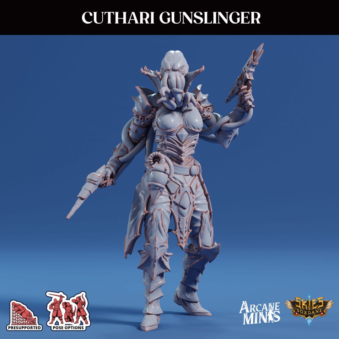 3D Printed Sordane Publishing Cuthari Gunslinger Echoes of Madness A Sordane Stories 28 32mm D&D - 3D Printing Boss 
