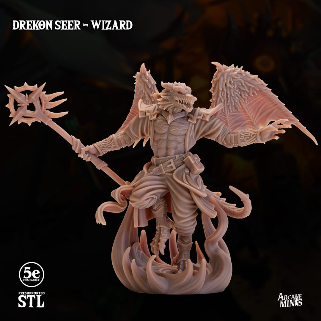 3D Printed Sordane Publishing Drekon Seer Wizard Set 28 32mm D&D - 3D Printing Boss 