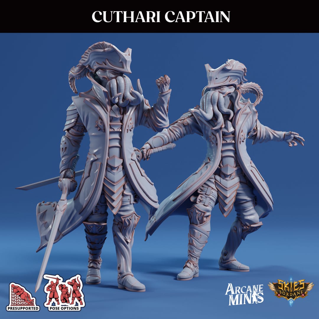 3D Printed Sordane Publishing Echoes of Madness - A Sordane Stories Cuthari Captain 28 32mm D&D - 3D Printing Boss 