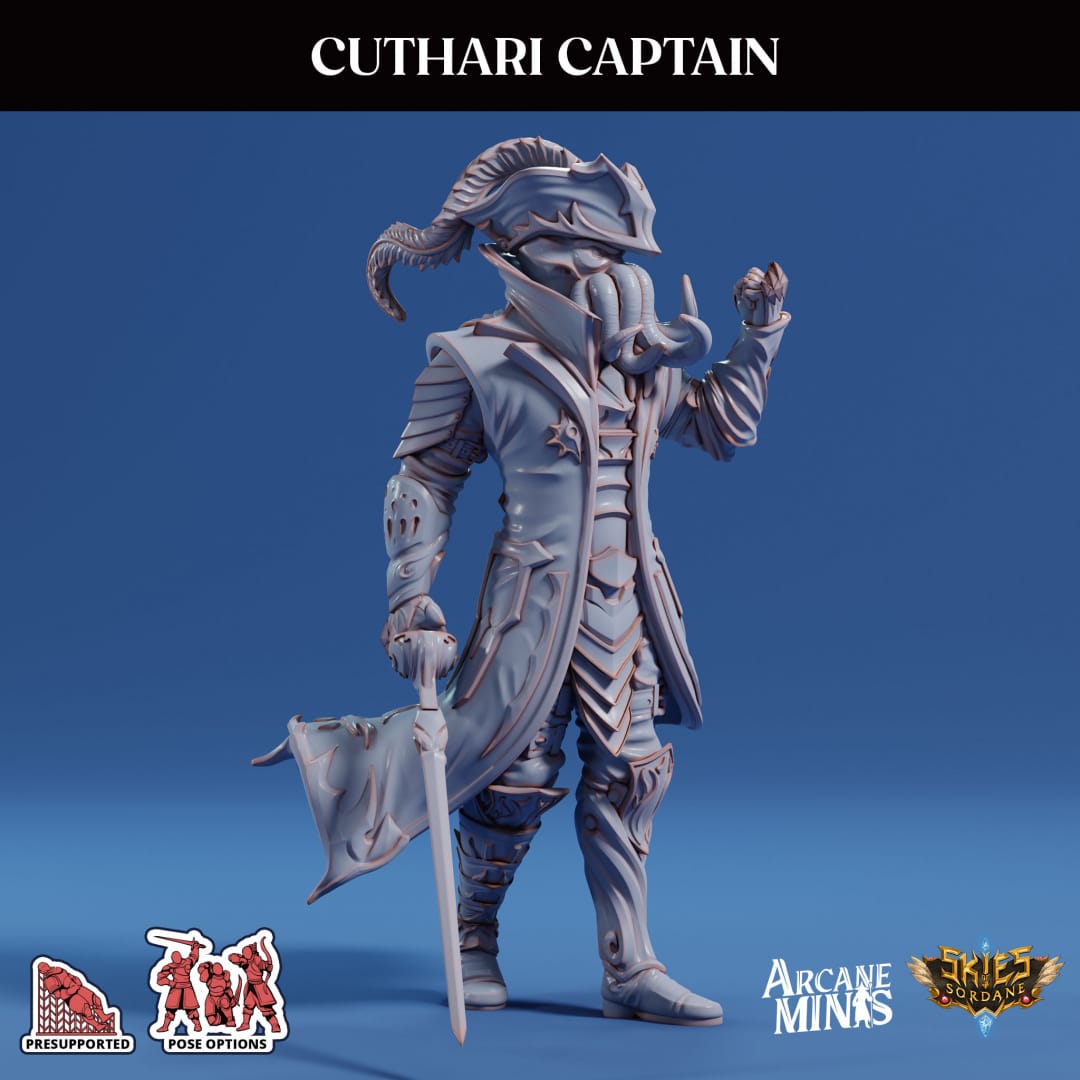 3D Printed Sordane Publishing Echoes of Madness - A Sordane Stories Cuthari Captain 28 32mm D&D - 3D Printing Boss 