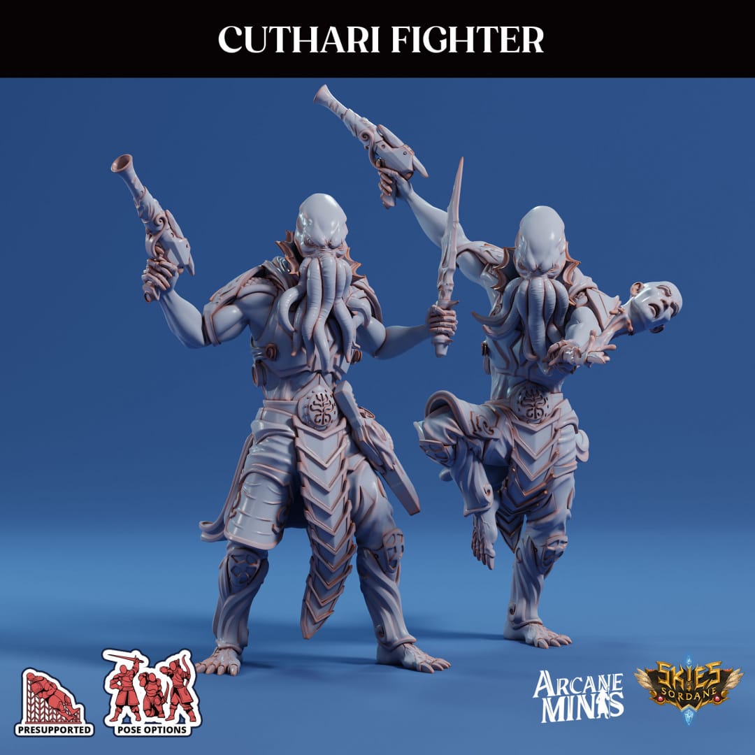 3D Printed Sordane Publishing Echoes of Madness - A Sordane Stories Cuthari Fighter 28 32mm D&D - 3D Printing Boss 