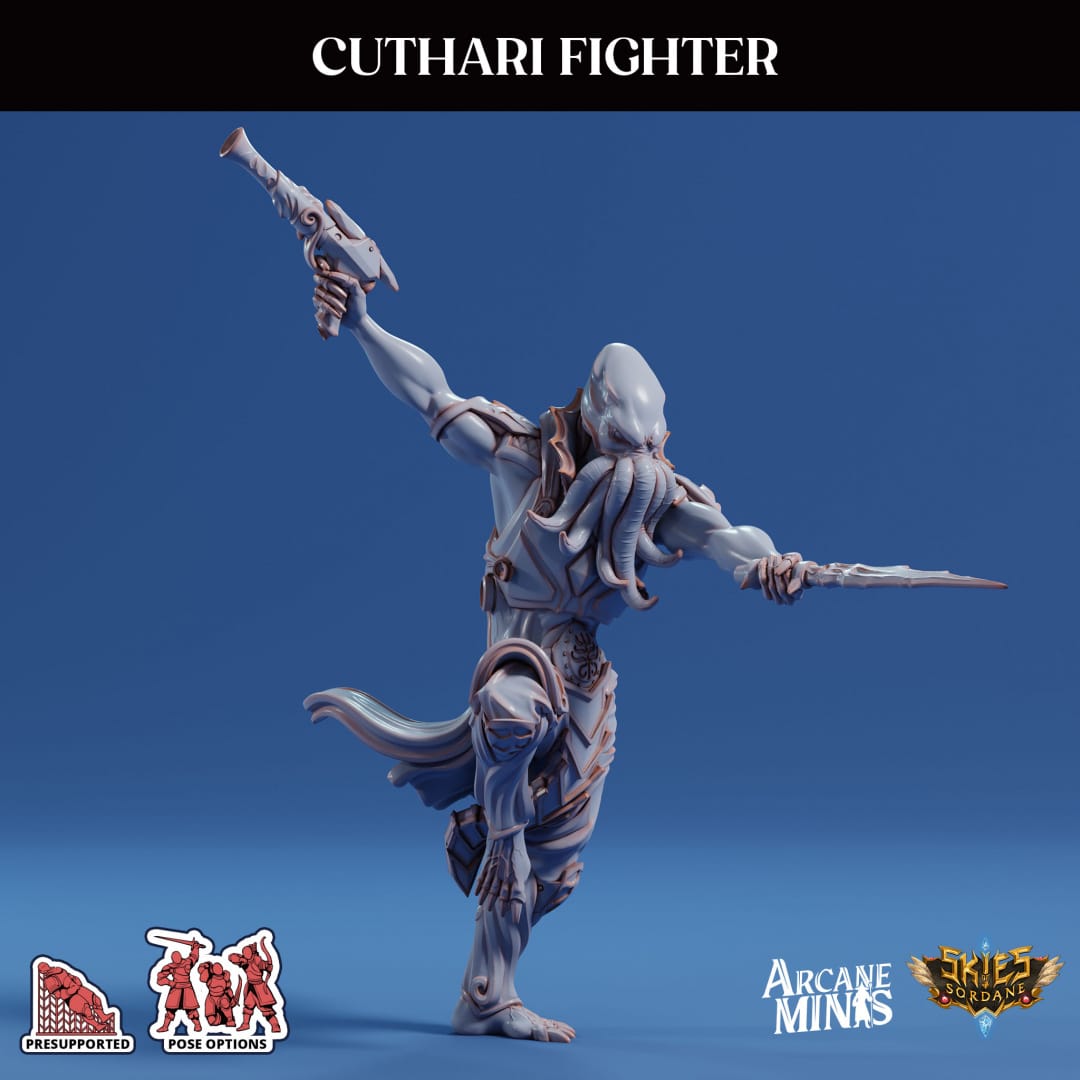 3D Printed Sordane Publishing Echoes of Madness - A Sordane Stories Cuthari Fighter 28 32mm D&D - 3D Printing Boss 