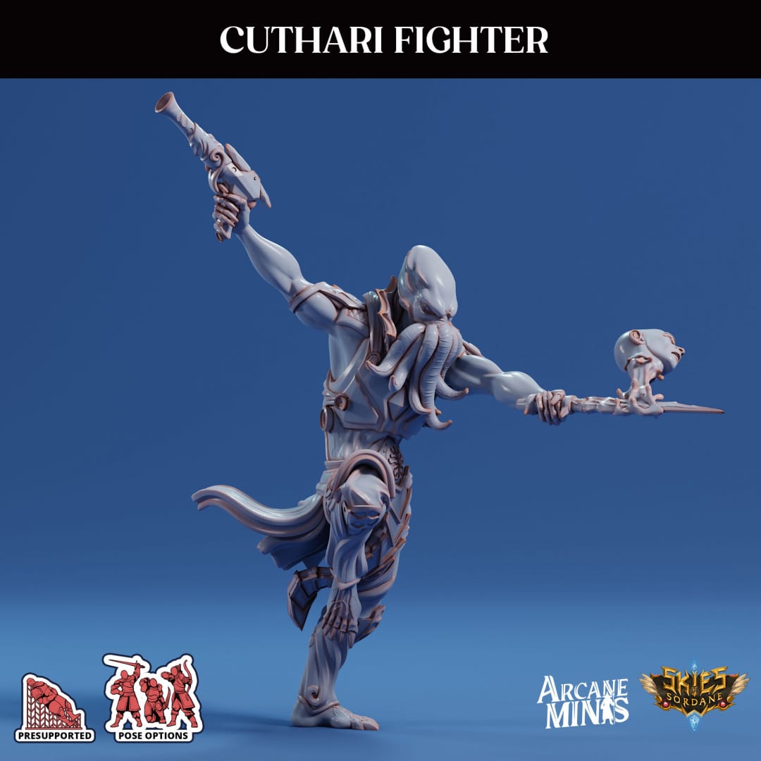 3D Printed Sordane Publishing Echoes of Madness - A Sordane Stories Cuthari Fighter 28 32mm D&D - 3D Printing Boss 