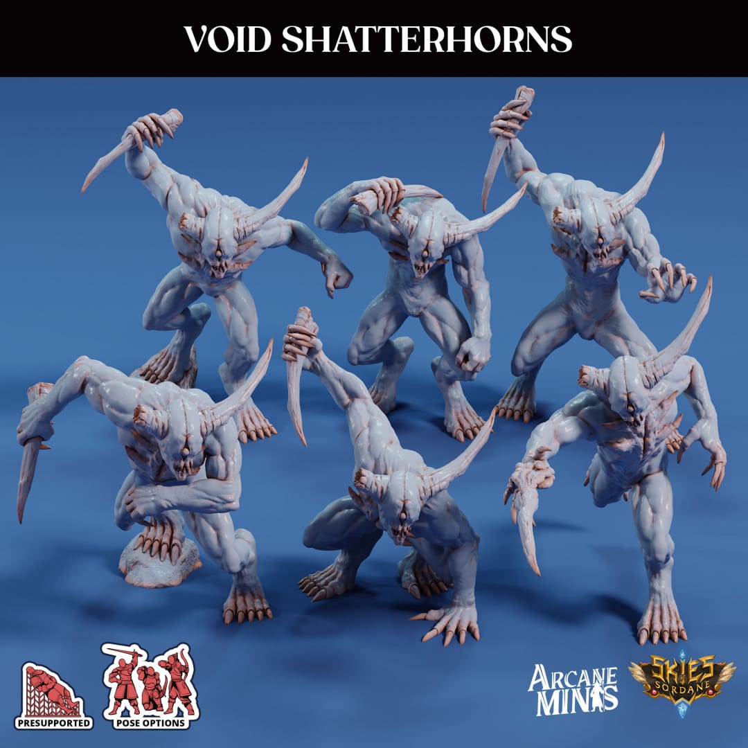 3D Printed Sordane Publishing Echoes of Madness - A Sordane Stories Cuthari Tentacles Void Shatterhorns Pack 28 32mm D&D - 3D Printing Boss 