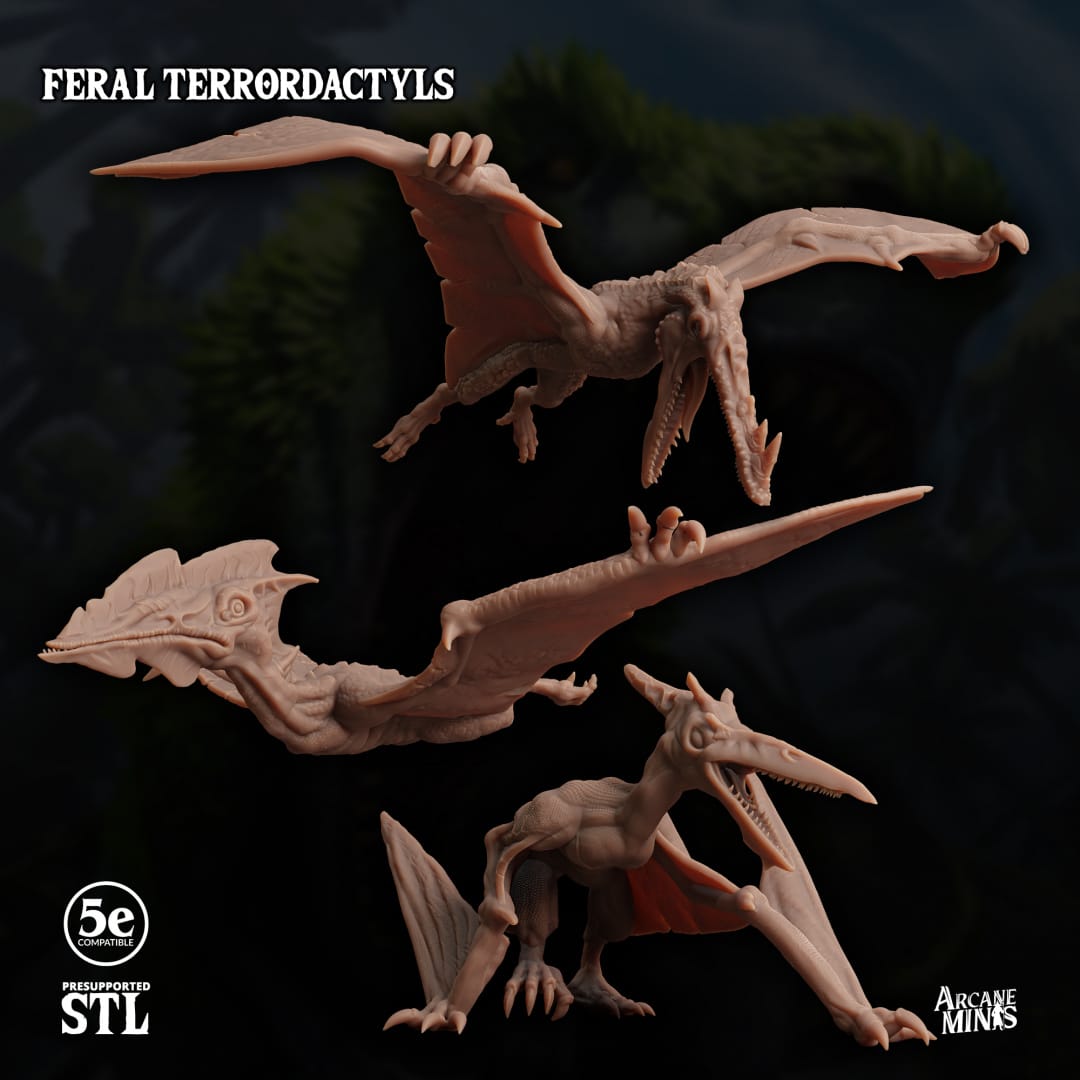 3D Printed Sordane Publishing Feral Terrordactyls 28 32mm D&D - 3D Printing Boss 