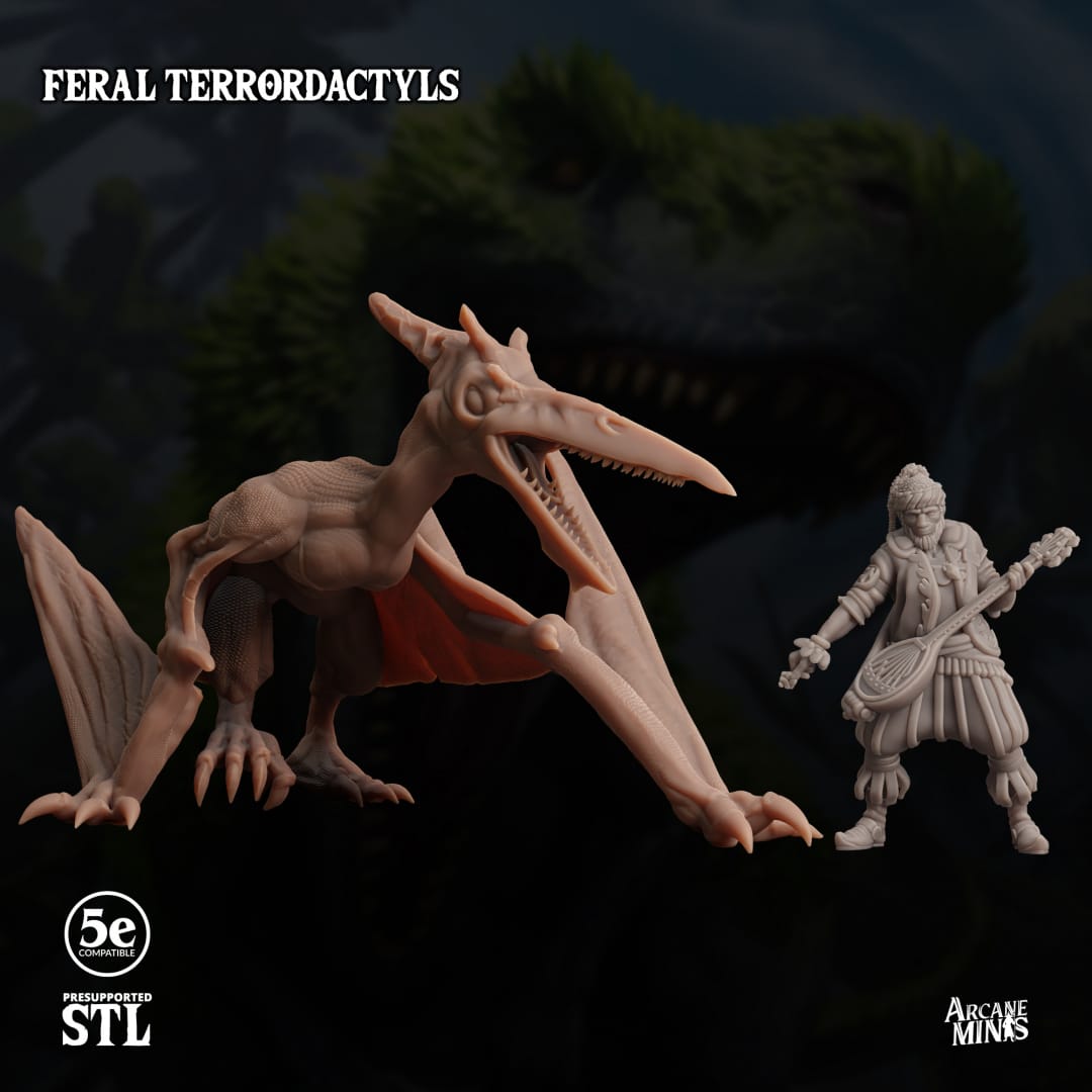 3D Printed Sordane Publishing Feral Terrordactyls 28 32mm D&D - 3D Printing Boss 